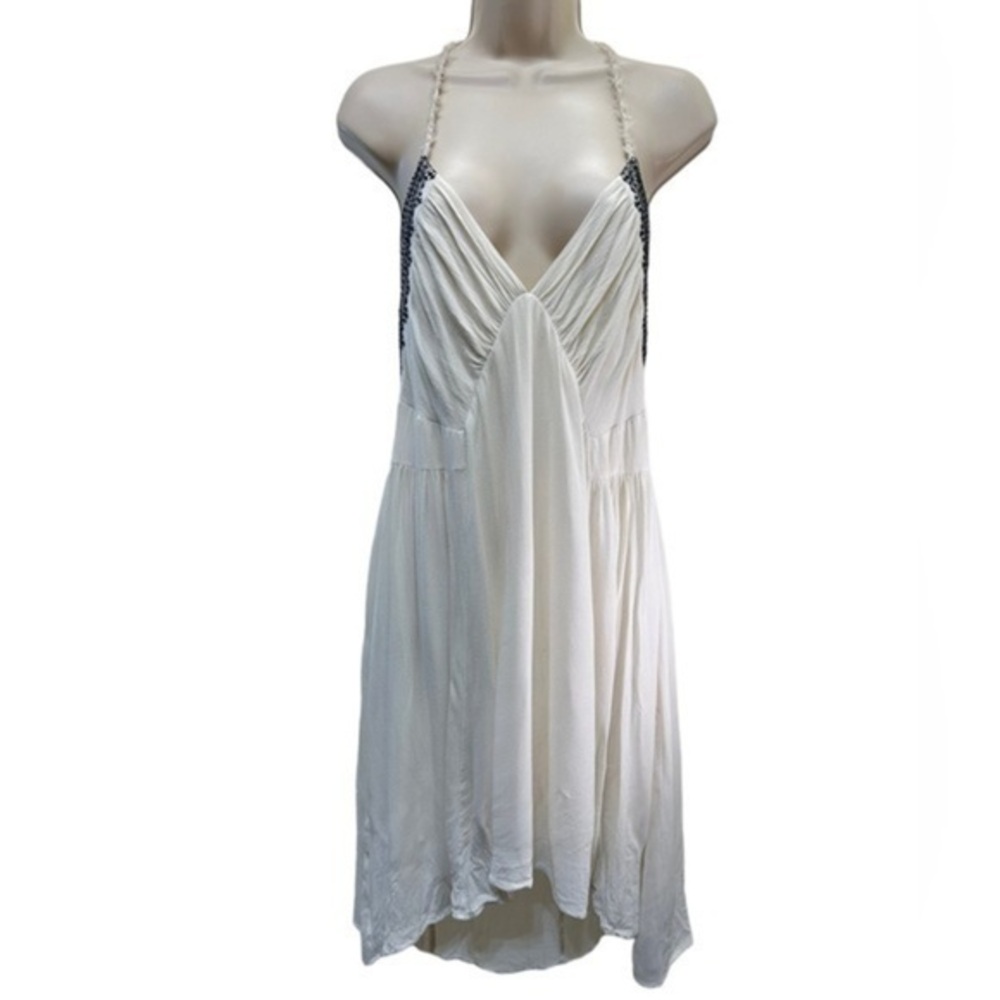 Aakaa Asymmetric halter V neck lagenlook vintage style flowy dress